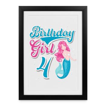 Sirène du 4e anniversaire - Affiche encadrée (27 × 37 cm) - noir - Devant
