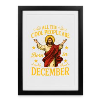 Né en décembre – Motif festif - Affiche encadrée (27 × 37 cm) - noir - Devant