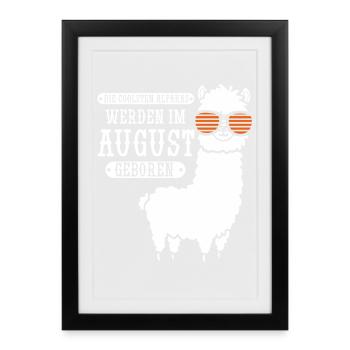 August Birthday Alpaca Saying Funny - Framed poster (27 × 37 cm) - black - Front