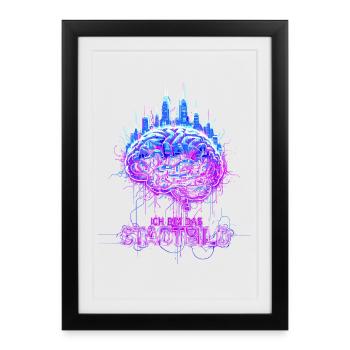 Je suis le paysage urbain - Cerveau néon - Affiche encadrée (27 × 37 cm) - noir - Devant