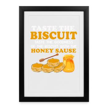 Honey Biscuit Slogan Art - Affiche encadrée (27 × 37 cm) - noir - Devant