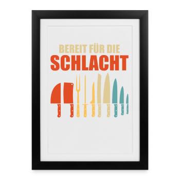 CHEF PRÊT POUR LE COMBAT Drôle - Affiche encadrée (27 × 37 cm) - noir - Devant