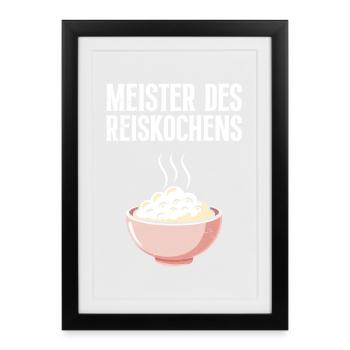 Cuisine MAÎTRE DE LA CUISSON DU RIZ Plaisir - Affiche encadrée (27 × 37 cm) - noir - Devant