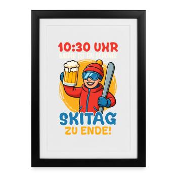 Après-ski 10h30 fin de la journée de ski Fun - Affiche encadrée (27 × 37 cm) - noir - Devant