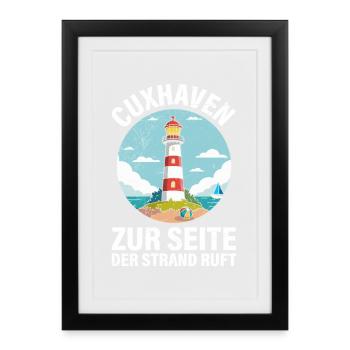 Cuxhavener VERS LA PAGE QUE LA PLAGE APPELLE Drôle - Affiche encadrée (27 × 37 cm) - noir - Devant