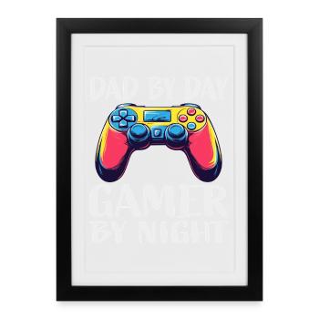 Manette Father Gamer Night - Affiche encadrée (27 × 37 cm) - noir - Devant