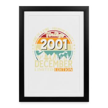 24th Birthday Vintage December Vintage 2001 - Framed poster (27 × 37 cm) - black - Front