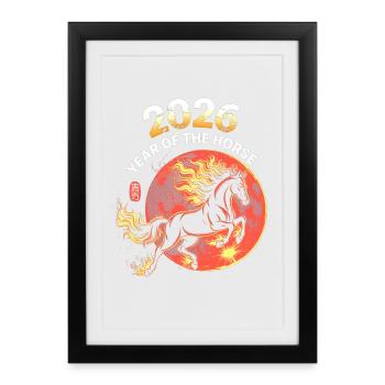 Fire Horse 2026 : L’Année du Cheval - Affiche encadrée (27 × 37 cm) - noir - Devant