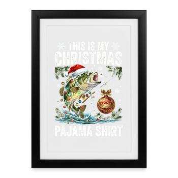 Christmas Fish Pajama Shirt - Framed poster (27 × 37 cm) - black - Front