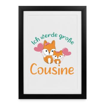 Bientôt, grand cousin 2026 Les Renards deviendront grands cousins - Affiche encadrée (27 × 37 cm) - noir - Devant