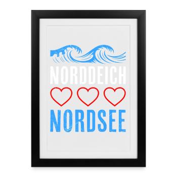 Mer de Wadden DIGUE NORD MER DU NORD Vacances drôles - Affiche encadrée (27 × 37 cm) - noir - Devant