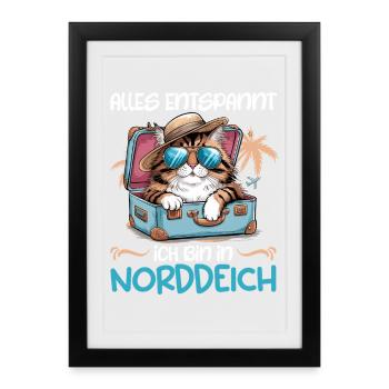 Nordsee Urlaub ALLES ENTSPANNT BIN IN NORDDEICH - Gerahmtes Poster (27 × 37 cm) - Schwarz - Vorne
