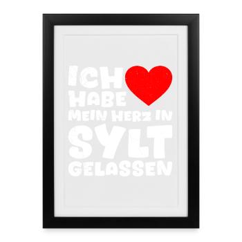 Vacances en mer du Nord J’AI LAISSÉ MON CŒUR EN SYLT - Affiche encadrée (27 × 37 cm) - noir - Devant