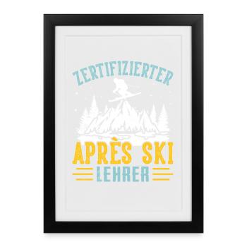 Ski INSTRUCTEUR CERTIFIÉ APRÈS-SKI Lustig - Affiche encadrée (27 × 37 cm) - noir - Devant