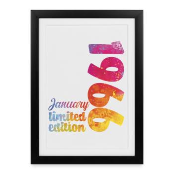 Cadeau D'anniversaire Janvier 1966 Anniversaire - Affiche encadrée (27 × 37 cm) - noir - Devant