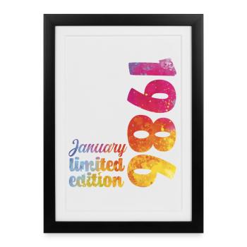 Cadeau D'anniversaire Janvier 1986 Anniversaire  - Affiche encadrée (27 × 37 cm) - noir - Devant