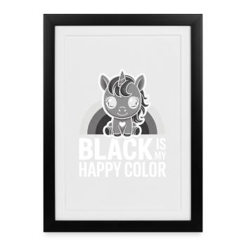 Grey Unicorn with Rainbow Arc - Framed poster (27 × 37 cm) - black - Front