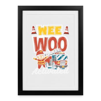 Wee Woo Squad Fire Tiny Feuerwehrmann - Gerahmtes Poster (27 × 37 cm) - Schwarz - Vorne