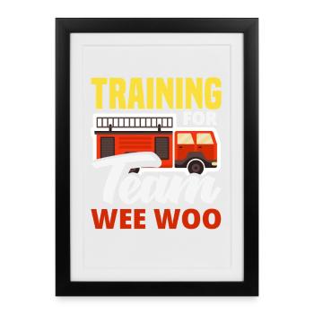 Wee Woo Squad Fire Tiny Feuerwehrmann - Gerahmtes Poster (27 × 37 cm) - Schwarz - Vorne
