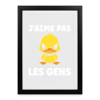 I don't like people Cartoon Duck - Framed poster (27 × 37 cm) - black - Front