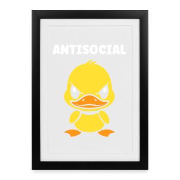 Grumpy Antisocial Duck - Framed poster (27 × 37 cm) - black - Front