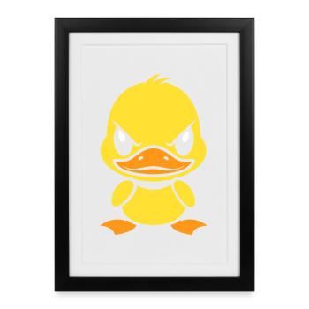 Caneton Rebelle Jaune Expressif - Affiche encadrée (27 × 37 cm) - noir - Devant