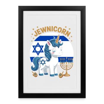Jewnicorn avec étoiles et bougies - Affiche encadrée (27 × 37 cm) - noir - Devant