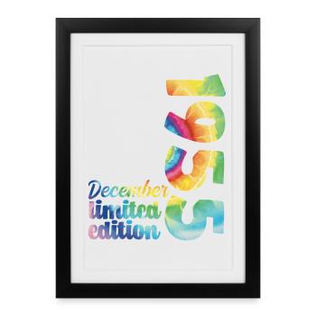 Anniversaire Décembre 1955 Cadeau Tie And Dye Tee - Affiche encadrée (27 × 37 cm) - noir - Devant