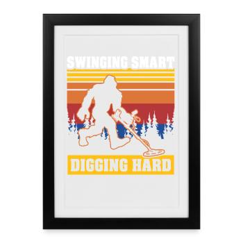 Sasquatches Pêche en terre avec Big Foot - Affiche encadrée (27 × 37 cm) - noir - Devant