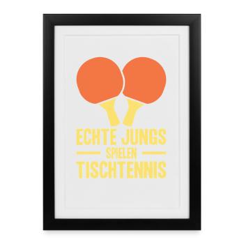 Joueurs de tennis de table offrent des tenues de tennis de table - Affiche encadrée (27 × 37 cm) - noir - Devant