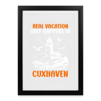 Mer du Nord LES VRAIES VACANCES NE SONT DISPONIBLES QU’À CUXHAVEN - Affiche encadrée (27 × 37 cm) - noir - Devant