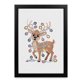 Amusement de Noël avec les rennes - Affiche encadrée (27 × 37 cm) - noir - Devant