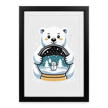 Polar Bear Snow Globe Impression - Framed poster (27 × 37 cm) - black - Front