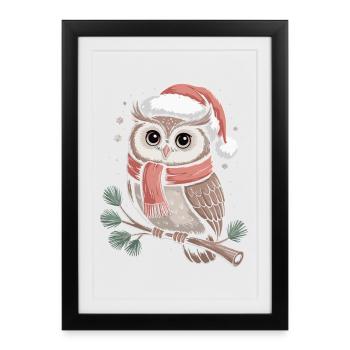 Écharpe magique de la chouette de Noël - Affiche encadrée (27 × 37 cm) - noir - Devant