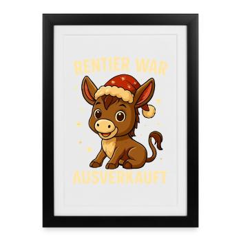 Reindeer a affiché complet Donkey Christmas - Affiche encadrée (27 × 37 cm) - noir - Devant