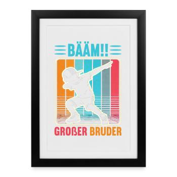 Bääm Grand Frère Dab Enfants Drôles Frères et Sœurs - Affiche encadrée (27 × 37 cm) - noir - Devant