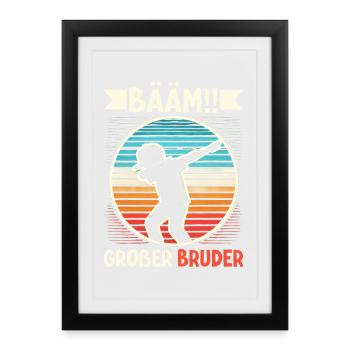 Bääm Grand Frère Dab Enfants Drôles Frères et Sœurs - Affiche encadrée (27 × 37 cm) - noir - Devant