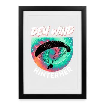 Parapente SUIVANT LE VENT Drôle - Affiche encadrée (27 × 37 cm) - noir - Devant
