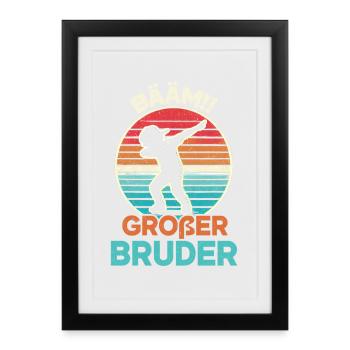 Bääm Grand Frère Dab Enfants Drôles Frères et Sœurs - Affiche encadrée (27 × 37 cm) - noir - Devant