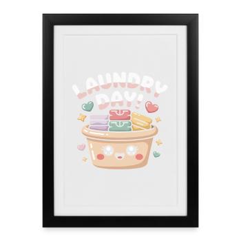 Kawaii Household - Laundry Basket - Framed poster (27 × 37 cm) - black - Front