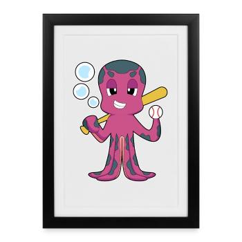 Octopus Baseball Baseball Bat Sports - Framed poster (27 × 37 cm) - black - Front