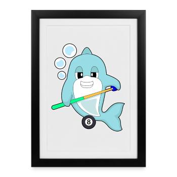 Dolphin Billiard Cue Sport - Framed poster (27 × 37 cm) - black - Front