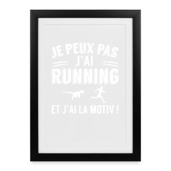 Je Peux Pas J’Ai Running Humour Course à Pied - Affiche encadrée (27 × 37 cm) - noir - Devant