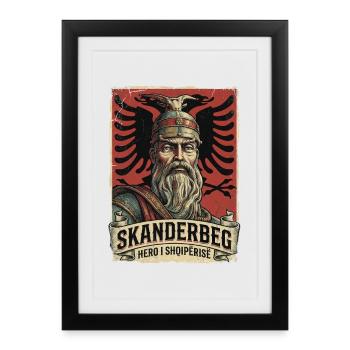 Skanderbeg albanais : Designs Kosovo pour les Albanais - Affiche encadrée (27 × 37 cm) - noir - Devant