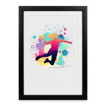 Joueur de handball de handball, joueur de handball coloré - Affiche encadrée (27 × 37 cm) - noir - Devant