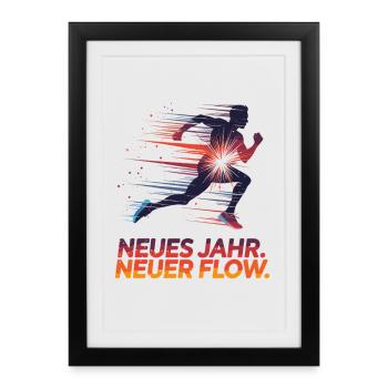 Nouvel An Nouvel Flow Coureur Motivation Jogging - Affiche encadrée (27 × 37 cm) - noir - Devant