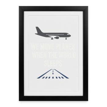 night shift ramp of the ground staff at the - Framed poster (27 × 37 cm) - black - Front