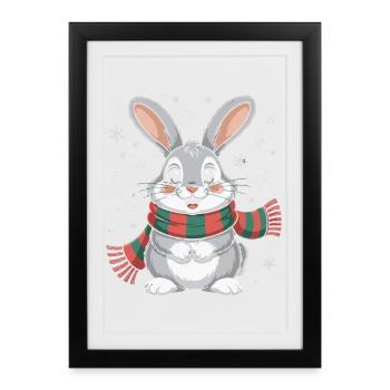 Winter Bunny with Scarf - Framed poster (27 × 37 cm) - black - Front