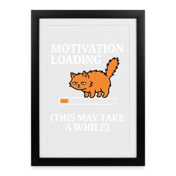 Motivation Loading Tired Cat with Loading Bar - Framed poster (27 × 37 cm) - black - Front