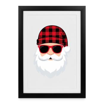 Humour Noël Homme Père Noel - Affiche encadrée (27 × 37 cm) - noir - Devant